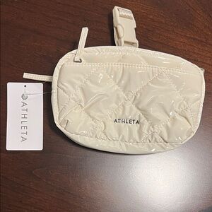 Athleta Ivory Shiny Quilted Crossbody Bag
